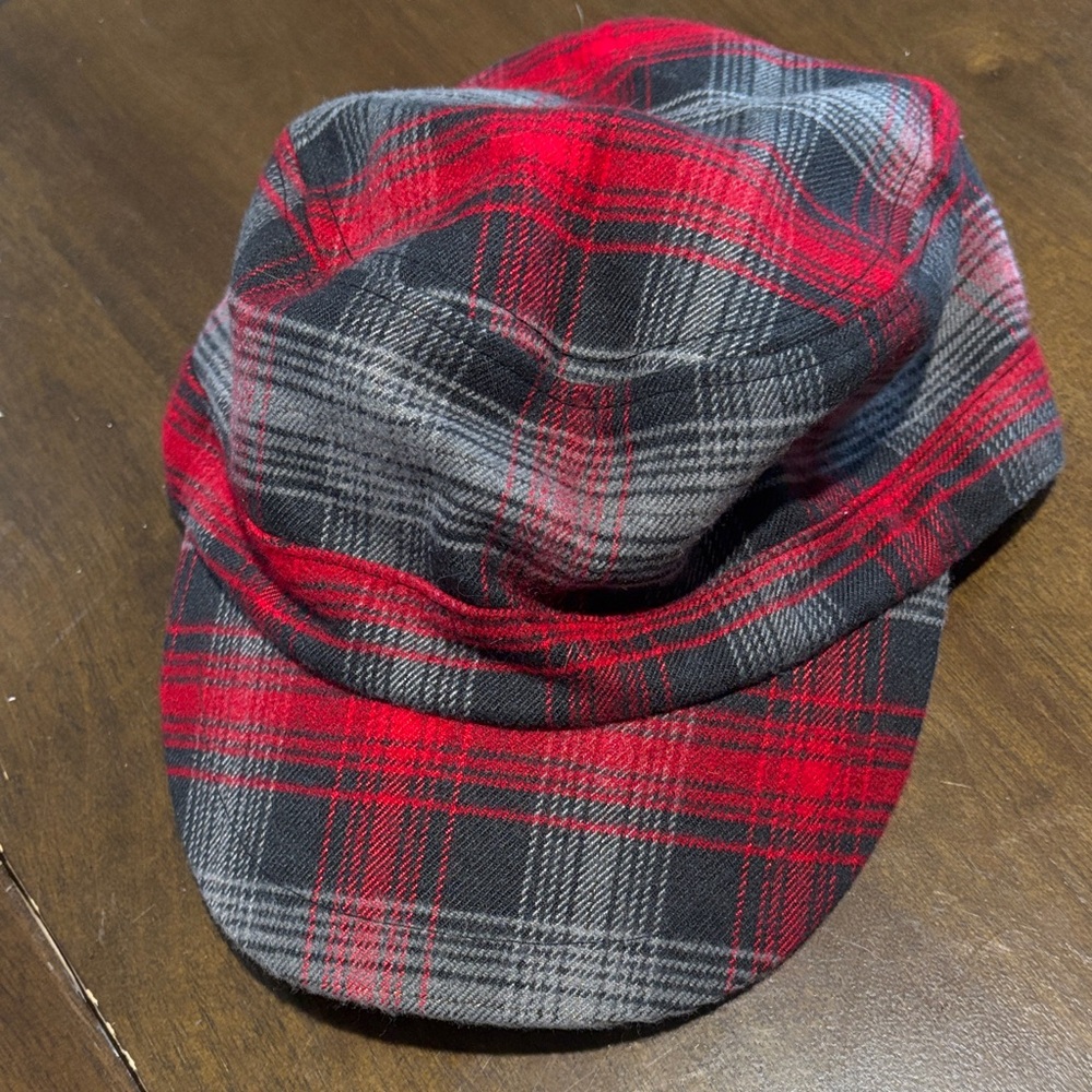 Red and Black Newsboy Plaid Hat